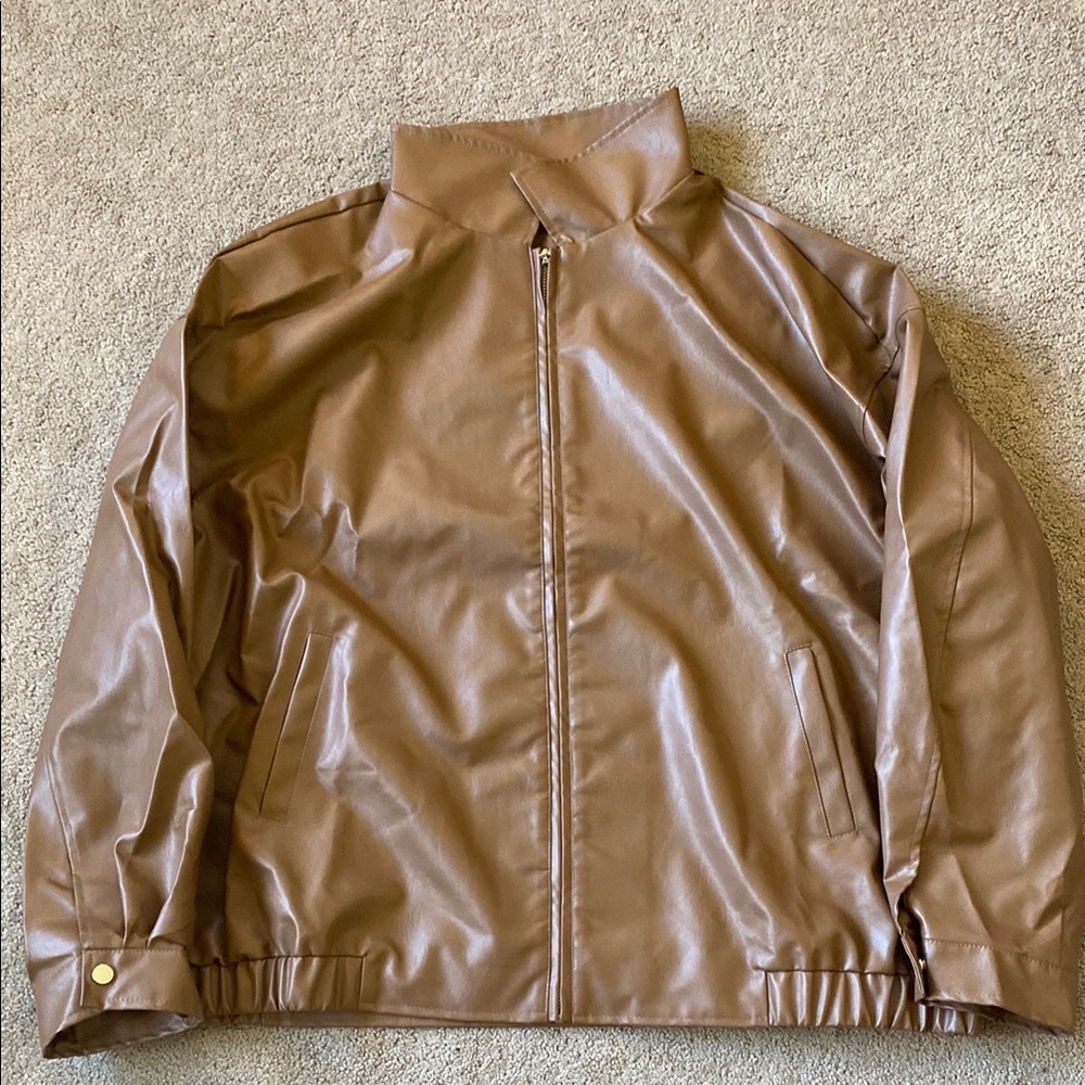 Brown Faux Leather Jacket